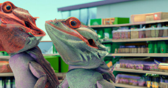 bearded dragons shopping for groceries - what do bearded dragons eat? Whatever they can find!