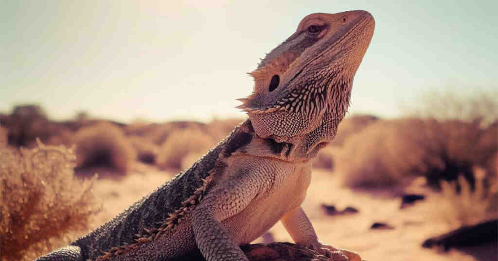 bearded dragon basking in the sun